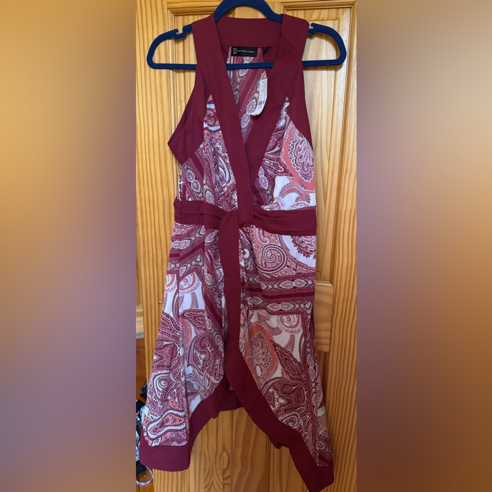 {NY & CO} Paisley Burgundy Hankercheif Dress
